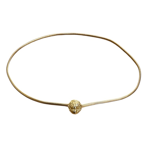 Vintage Retro Lions Head Stretch snake Belt Gold Tone Zodiac Leo - Picture 12 of 13